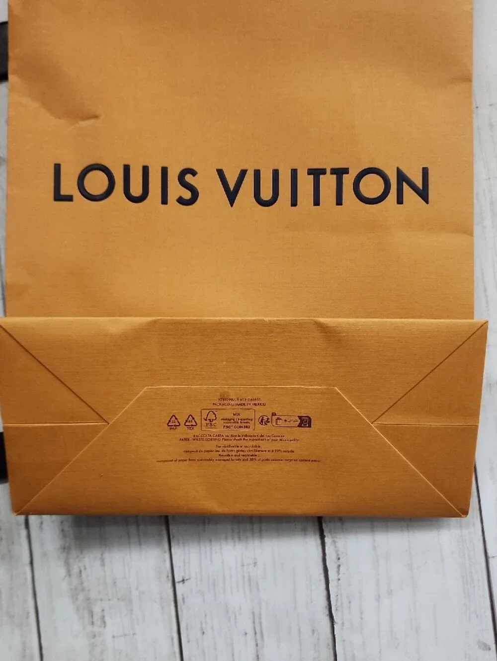 Louis Vuitton Orange Gift/Shopping Bag with Blue Ribbon Handles